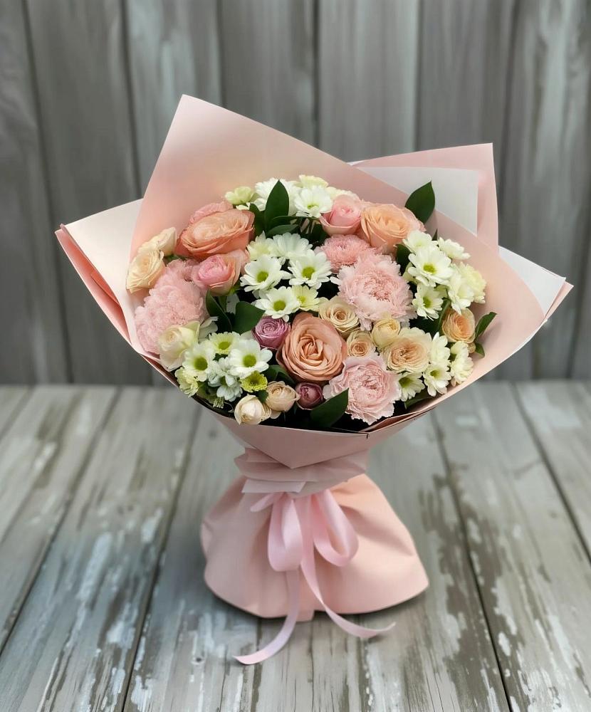 Букет цветов из: Гвоздики, Розы и Хризантемы в Прогресс