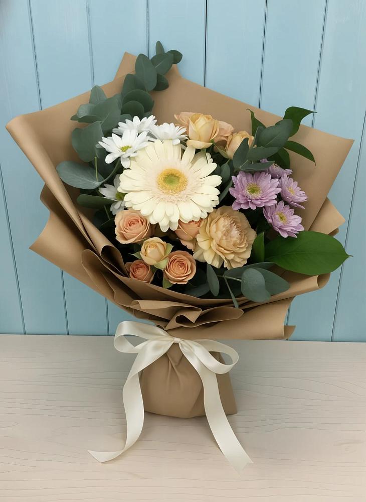 Букет цветов из: Герберы и Хризантемы в Прогресс
