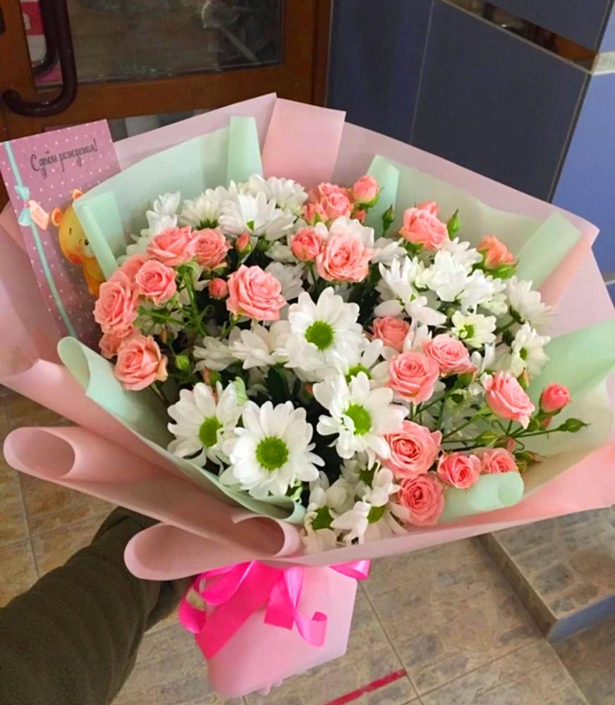 Букет цветов из: Розы и Хризантемы в Прогресс