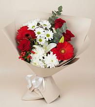 Букет цветов из:  Розы, Хризантемы, Герберы и Лилии в Прогресс
