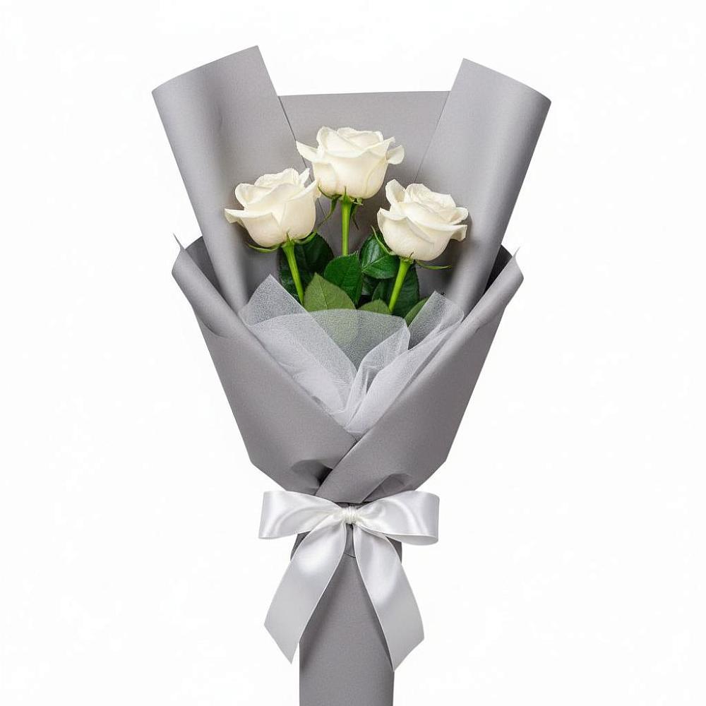 Букет 3 белые розы в Прогресс