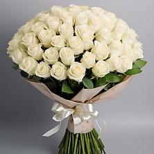Букет 101 беля роза Белоснежка в Прогресс