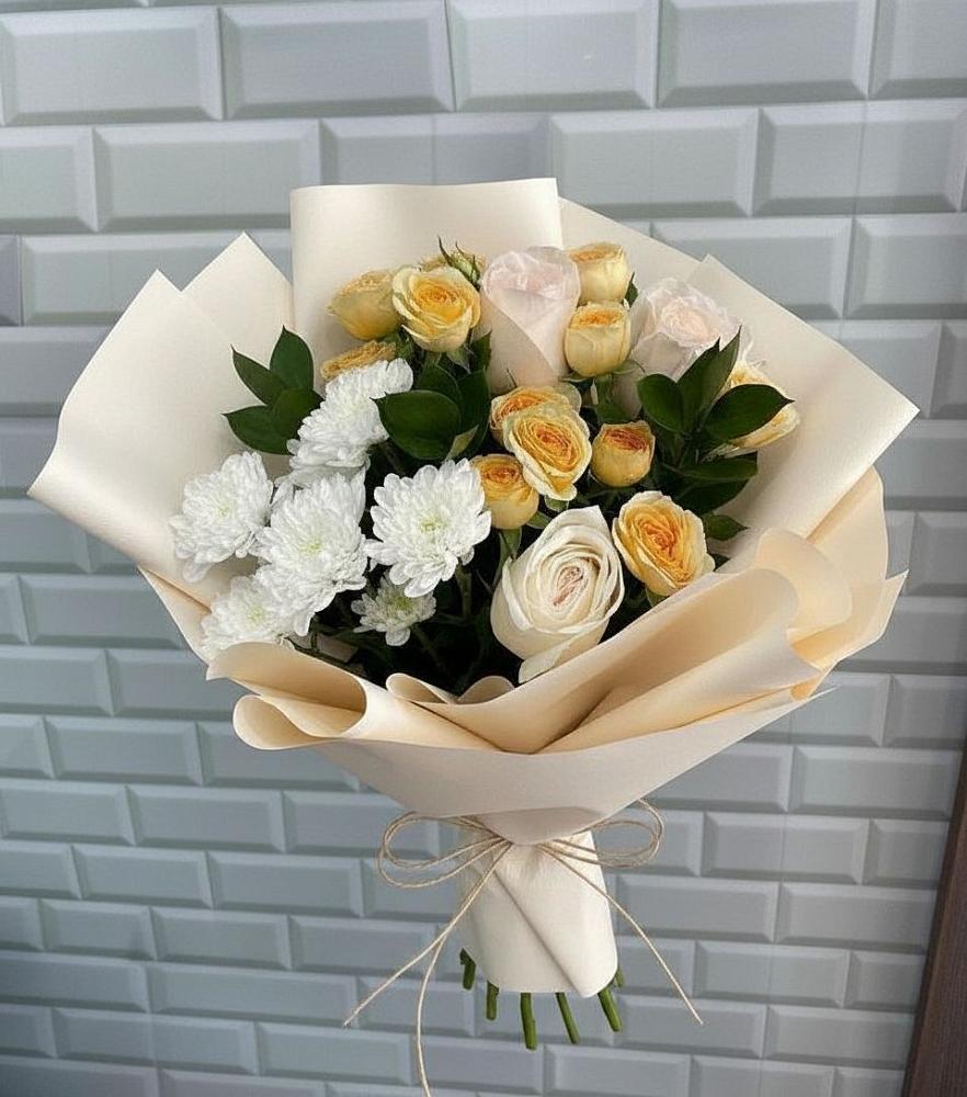 Букет цветов из: Розы и Хризантемы в Прогресс