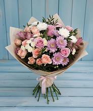 Букет цветов из:  Хризантемы, Розы и Альстромерии в Прогресс