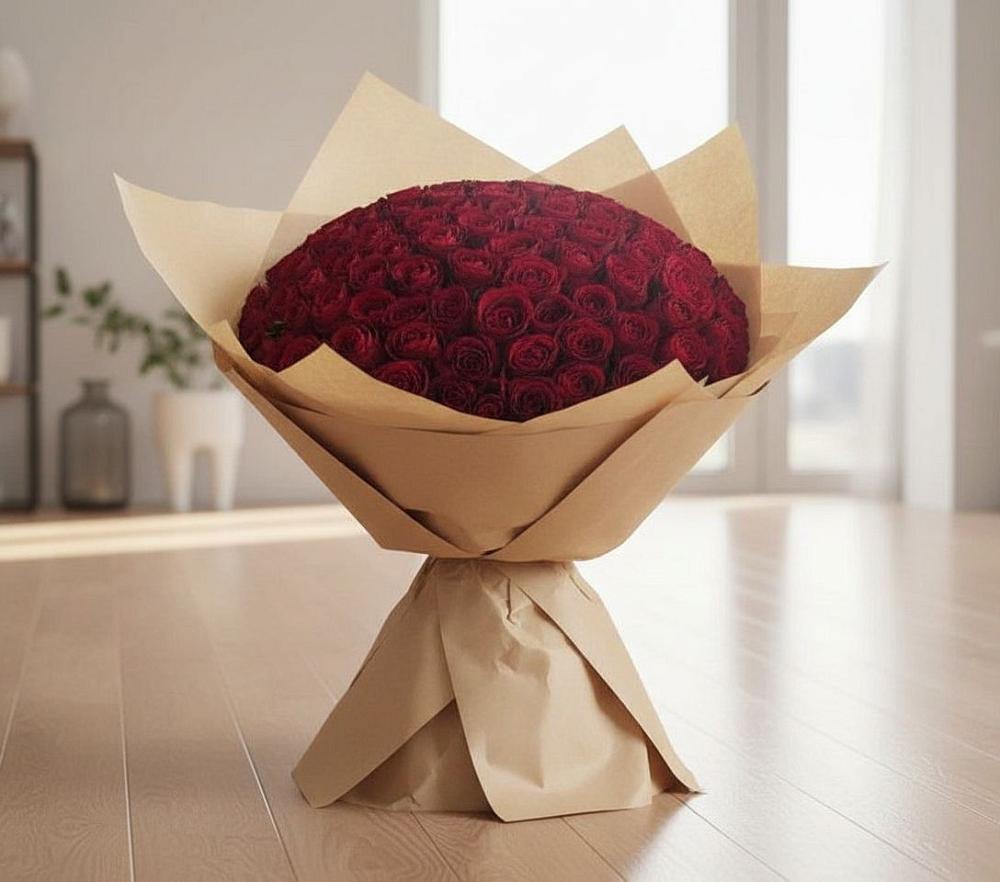 Букет 101 Красная роза в Прогресс