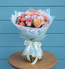 Букет цветов из:  Хризантемы и Розы в Прогресс